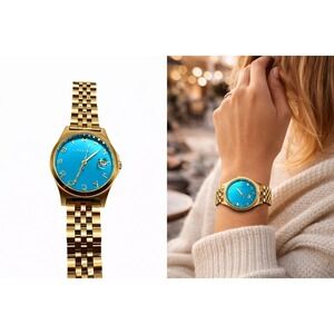 Marc by Marc Jacobs"The Slim"Watch–Rose Gold- Stainless Steel–Teal Dial(MBM3318)